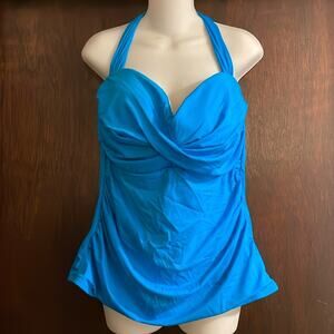 Miraclesuit Brand Women's size 18D Halter Tankini Top Pool Blue Separates